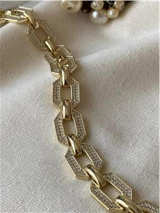 VIP 14K Taşlı Kilit Kapamalı Altıgen Model Bileklik