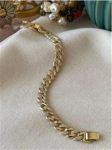 VIP 14K Taşlı Küba Bileklik