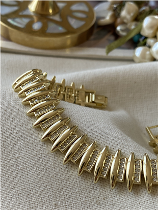 VIP 14K Taşlı Mekik Desen Bileklik