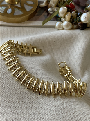 VIP 14K Taşlı Mekik Desen Bileklik