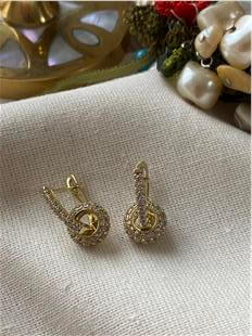 VIP 14K Taşlı Mini Halka Detaylı Küpe