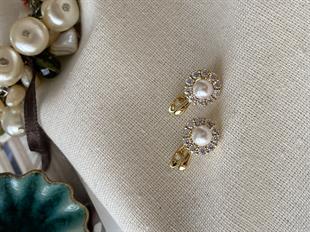 VIP 14K Taşlı Mini İnci Küpe