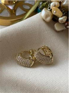 VIP 14K Taşlı Mini Kalp Küpe