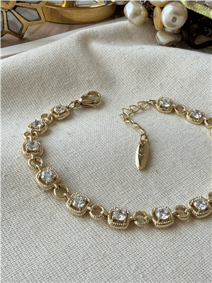 VIP 14K Taşlı Mini Kareler Bileklik