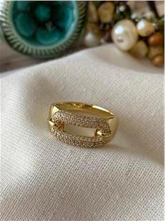 VIP 14K Taşlı Oval Tasarım Yüzük