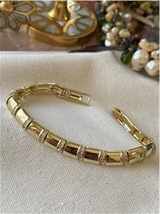 VIP 14K Taşlı Plaka Bileklik