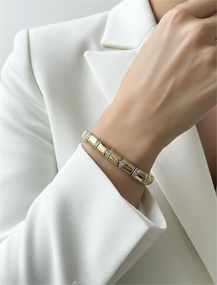 VIP 14K Taşlı Plaka Bileklik