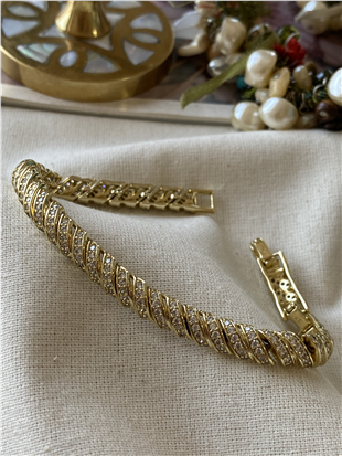 VIP 14K Taşlı Sarmal Bileklik