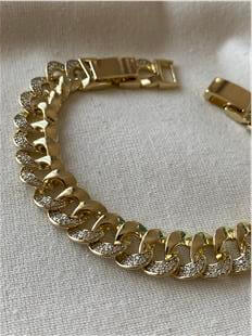 VIP 14K Taşlı Sık Geniş Zincir Bileklik