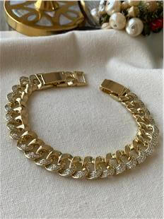 VIP 14K Taşlı Sık Geniş Zincir Bileklik