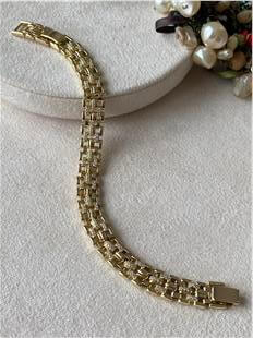 VIP 14K Taşlı Sık Örme Zincir Bileklik