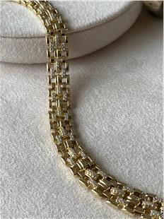 VIP 14K Taşlı Sık Örme Zincir Bileklik