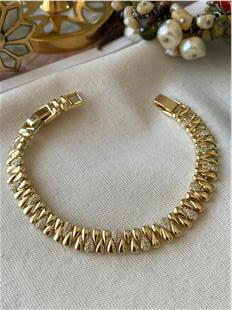 VIP 14K Taşlı Sıralı Damla Model Bileklik