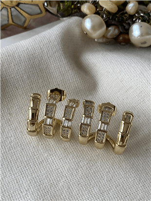 VIP 14K Taşlı Snake Kaburga Küpe