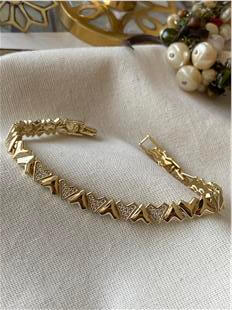 VIP 14K Taşlı Ters Düz Kalpler Bileklik