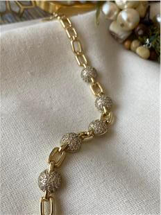 VIP 14K Taşlı Topçuk Detaylı Bileklik