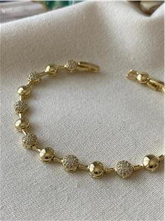 VIP 14K Taşlı Topçuk Model Bileklik