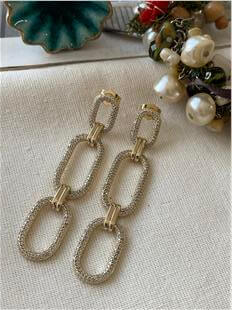 VIP 14K Taşlı Üçlü Oval Küpe