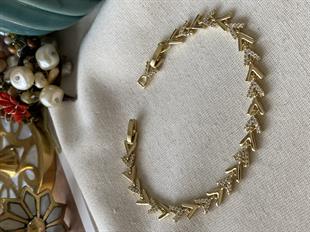 VIP 14K Taşlı V Model Bileklik