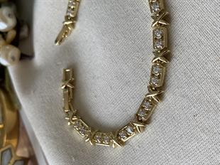 VIP 14K Taşlı X Detaylı Bileklik