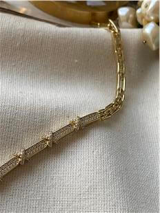 VIP 14K Taşlı X Figürlü Plaka Bileklik