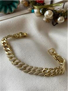 VIP 14K Taşlı Yatay Örme Bileklik