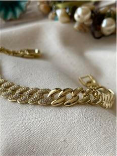 VIP 14K Taşlı Yatay Örme Bileklik