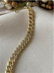 VIP 14K Taşlı Yatay Örme Bileklik