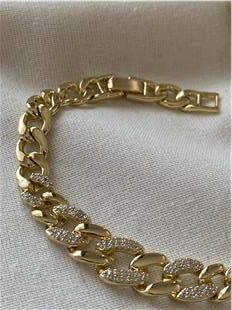 VIP 14K Taşlı Yatay Zincir Bileklik