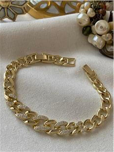 VIP 14K Taşlı Yatay Zincir Bileklik