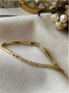 VIP 14K Taşlı Zarif Plaka Bileklik