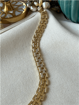 VIP 14K Taşlı Zigzag Model Bileklik