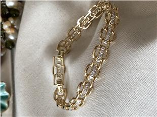 VIP 14k Taşlı Zincir Bileklik