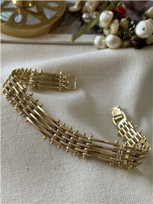 VIP 14K Taşlı Zırh Model Bileklik