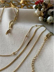 VIP 14K Üçlü Kahverengi Taşlı Kalp Charmlı Kolye