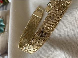 VIP 14K V Desen Hasır Örme Bileklik