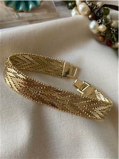 VIP 14K V Desen Hasır Örme Bileklik