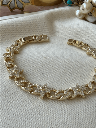 VIP 14K Yıldız Detaylı Zincir Bileklik