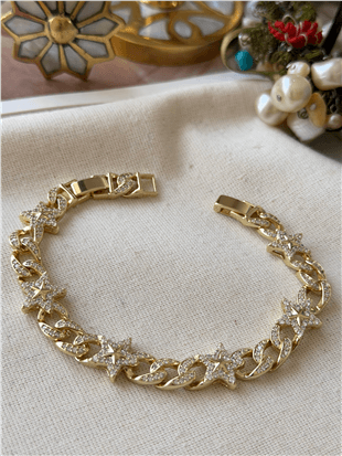 VIP 14K Yıldız Detaylı Zincir Bileklik