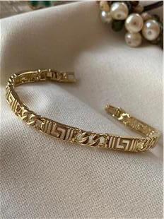 VIP 14K Zincir Detaylı Greek Desen Bileklik
