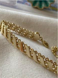 VIP 14K Zincir Detaylı Wave Model Bileklik