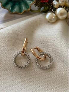 VIP Çift Kullanımlı Silver Halka Detaylı Küpe