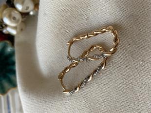 VIP Çift Renk Burgu Dikdörtgen Küpe