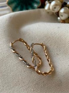 VIP Çift Renk Burgu Dikdörtgen Küpe