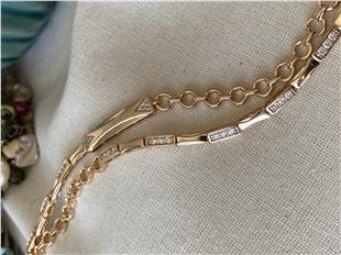 VIP İkili Halka Detaylı Taşlı Bileklik