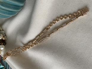 VIP İkili Halka Detaylı Taşlı Bileklik