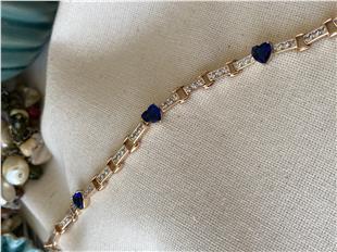 VIP Lacivert Kalp Taşlı Bileklik