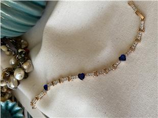 VIP Lacivert Kalp Taşlı Bileklik