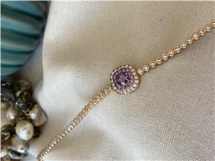 VIP Purple Stone Minimal Suyolu Bileklik