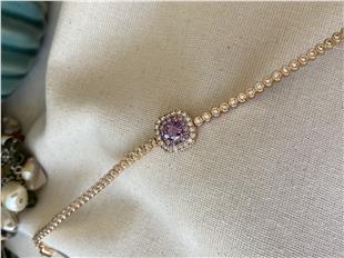 VIP Purple Stone Minimal Suyolu Bileklik